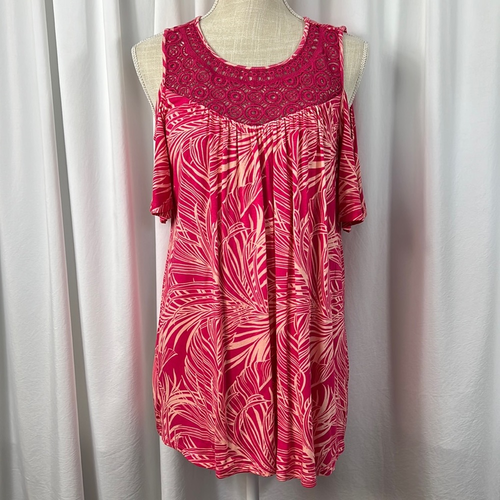Greige L/XL Pink Cold Shoulder Blouse